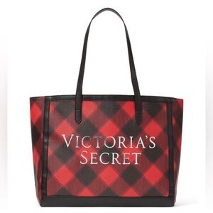 Victoria's Secret Limited Edition Holiday Tote Red Buffalo Check Pattern NTW